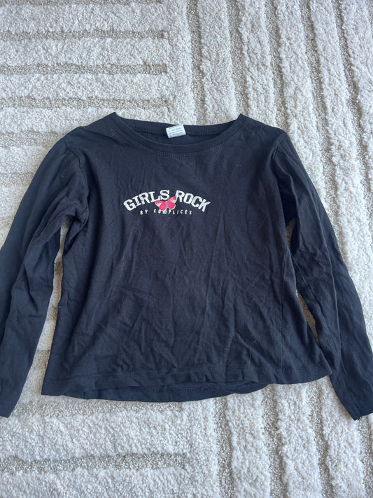 T-shirt à manches longues noir « Girls Rock » - 8 ans