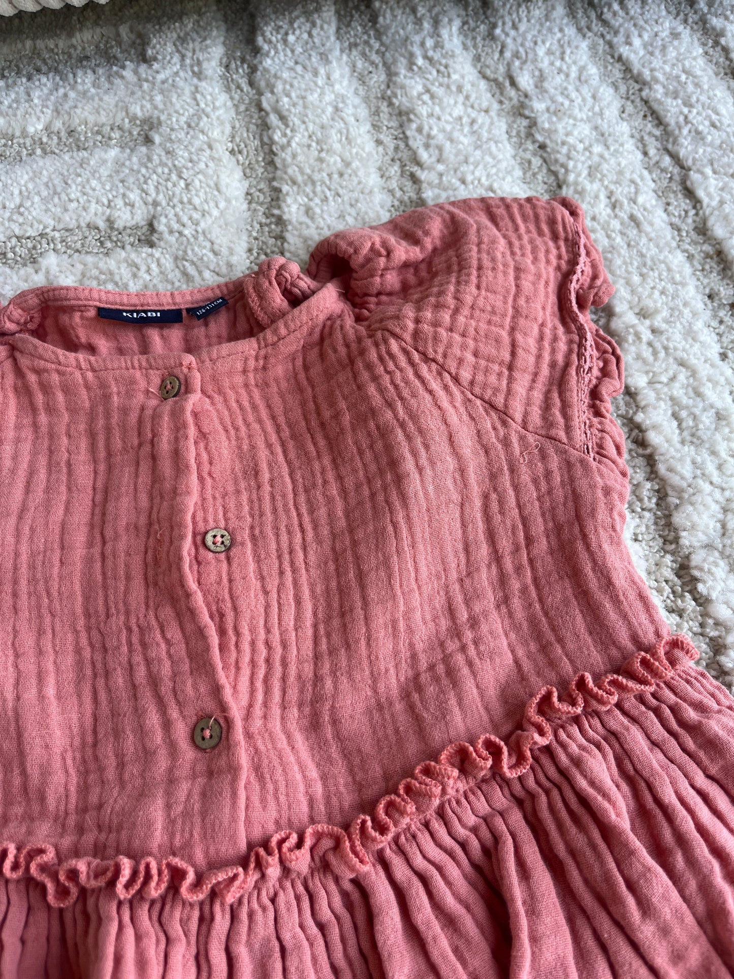 Robe à manches courtes rose en gaze de coton - 8 ans