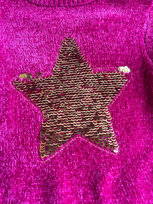 Robe pull fuchsia avec étoile dorée - 8 ans