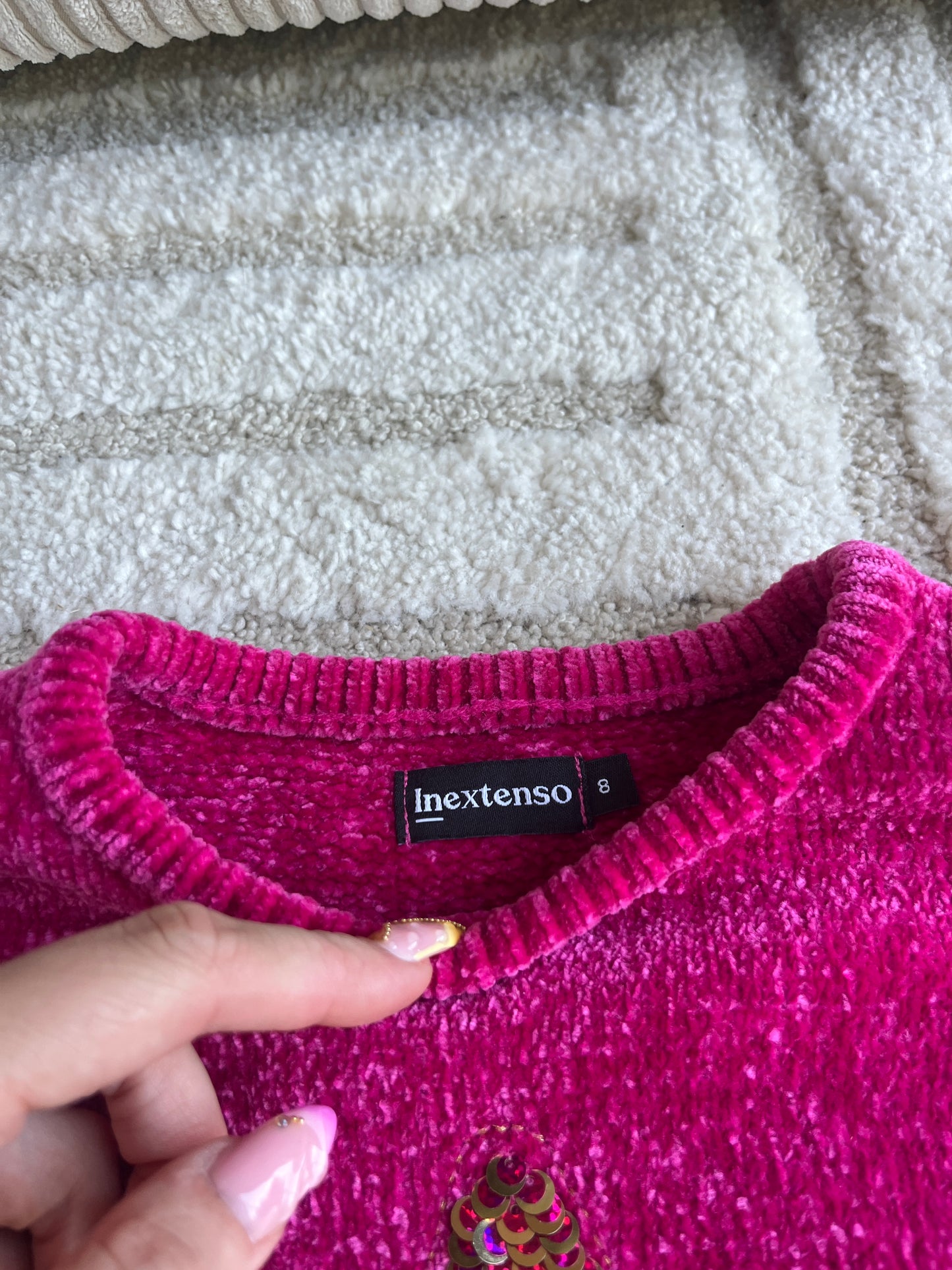 Robe pull fuchsia avec étoile dorée - 8 ans
