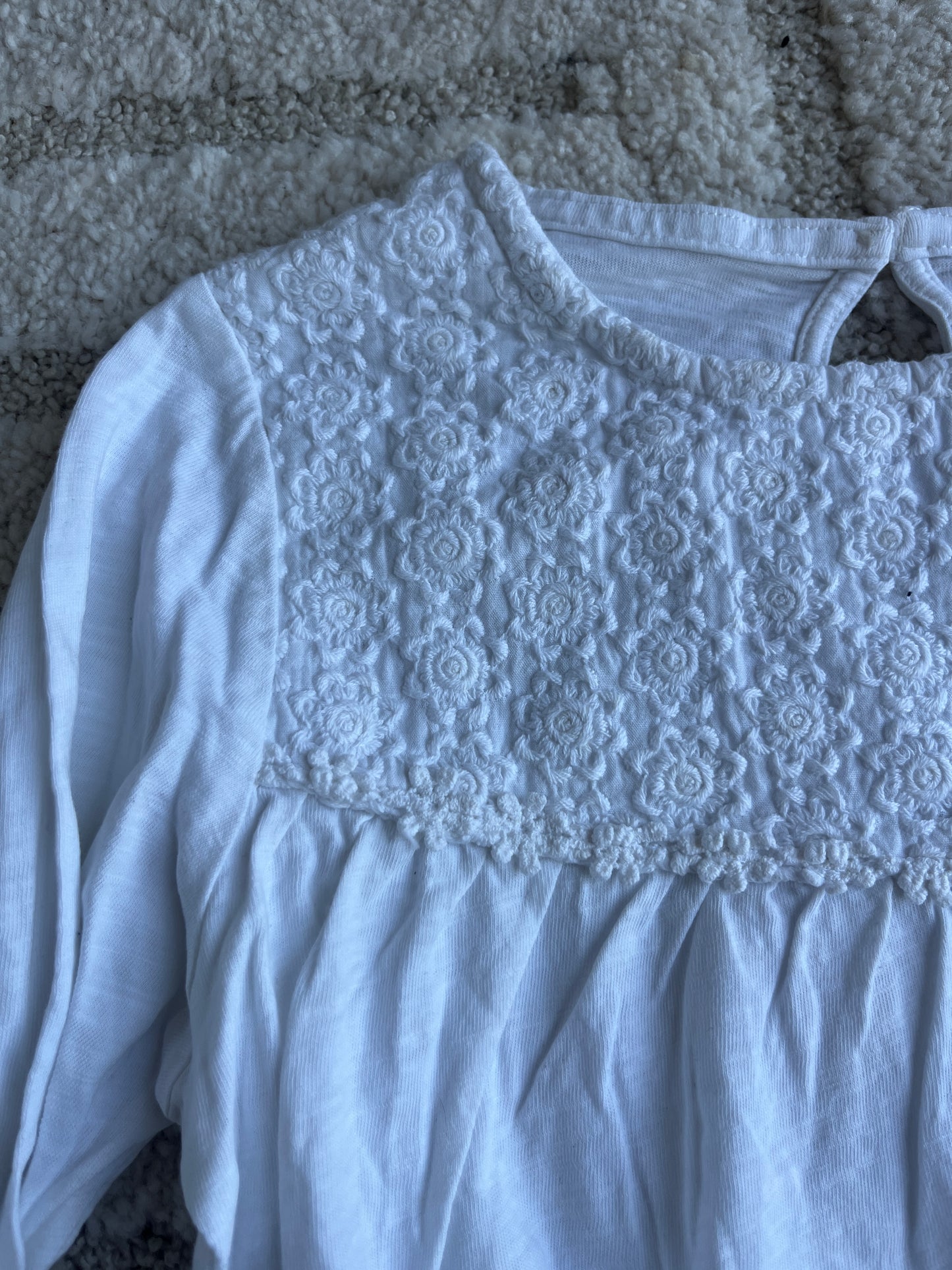 T-shirt à manches longues blanc avec broderies Vertbaudet - 8 ans