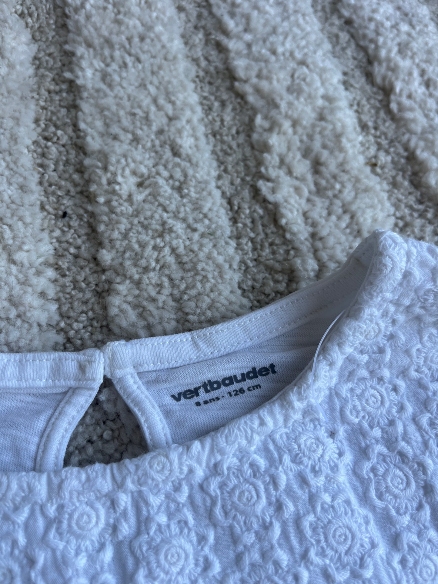T-shirt à manches longues blanc avec broderies Vertbaudet - 8 ans