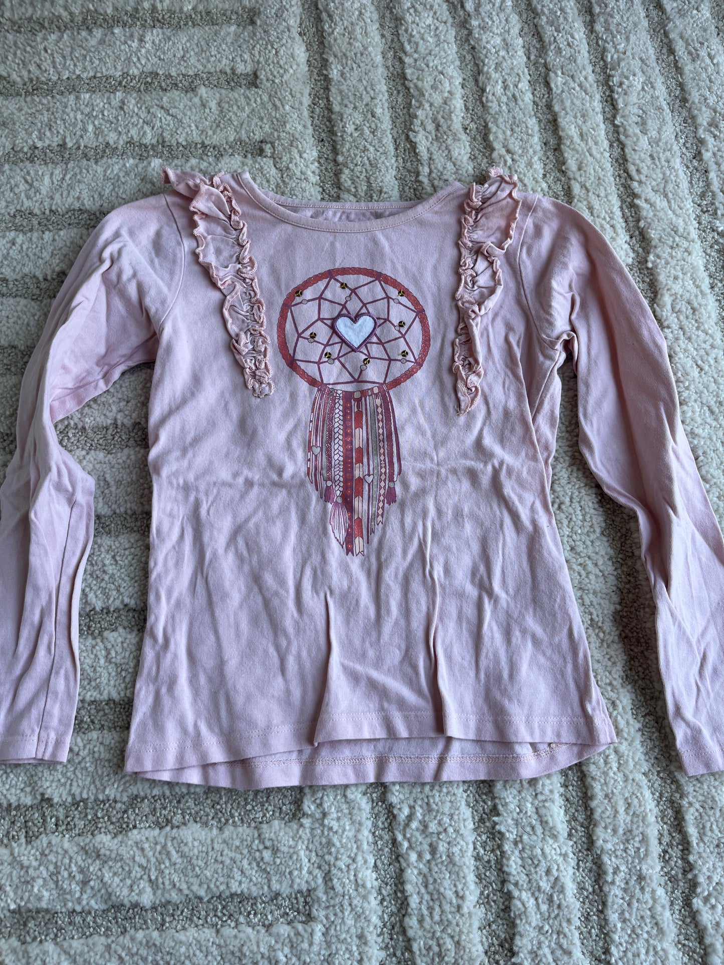 T-shirt à manches longues rose motif attrape-rêves Vertbaudet - 8 ans