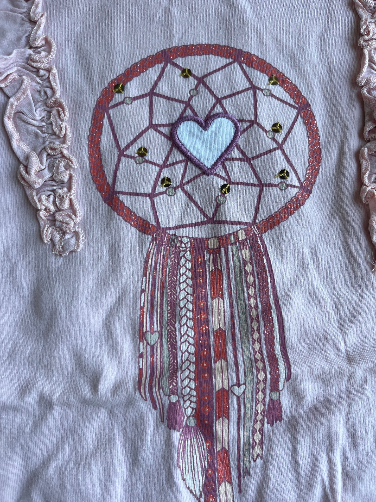 T-shirt à manches longues rose motif attrape-rêves Vertbaudet - 8 ans