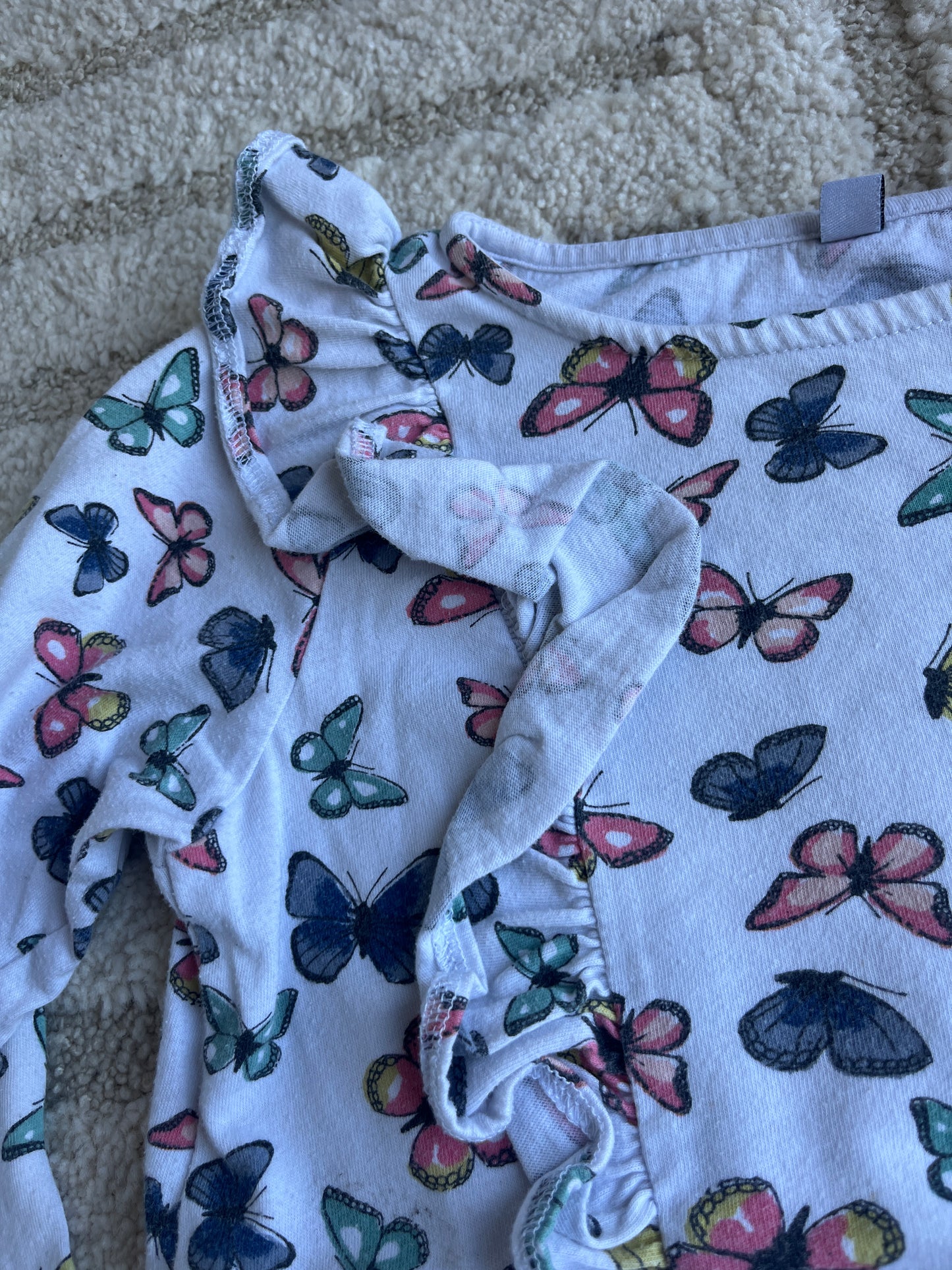 T-shirt à manches longues blanc motifs papillons - 8 ans