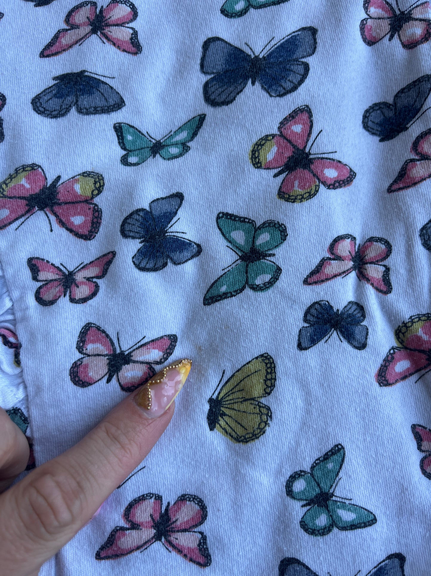 T-shirt à manches longues blanc motifs papillons - 8 ans