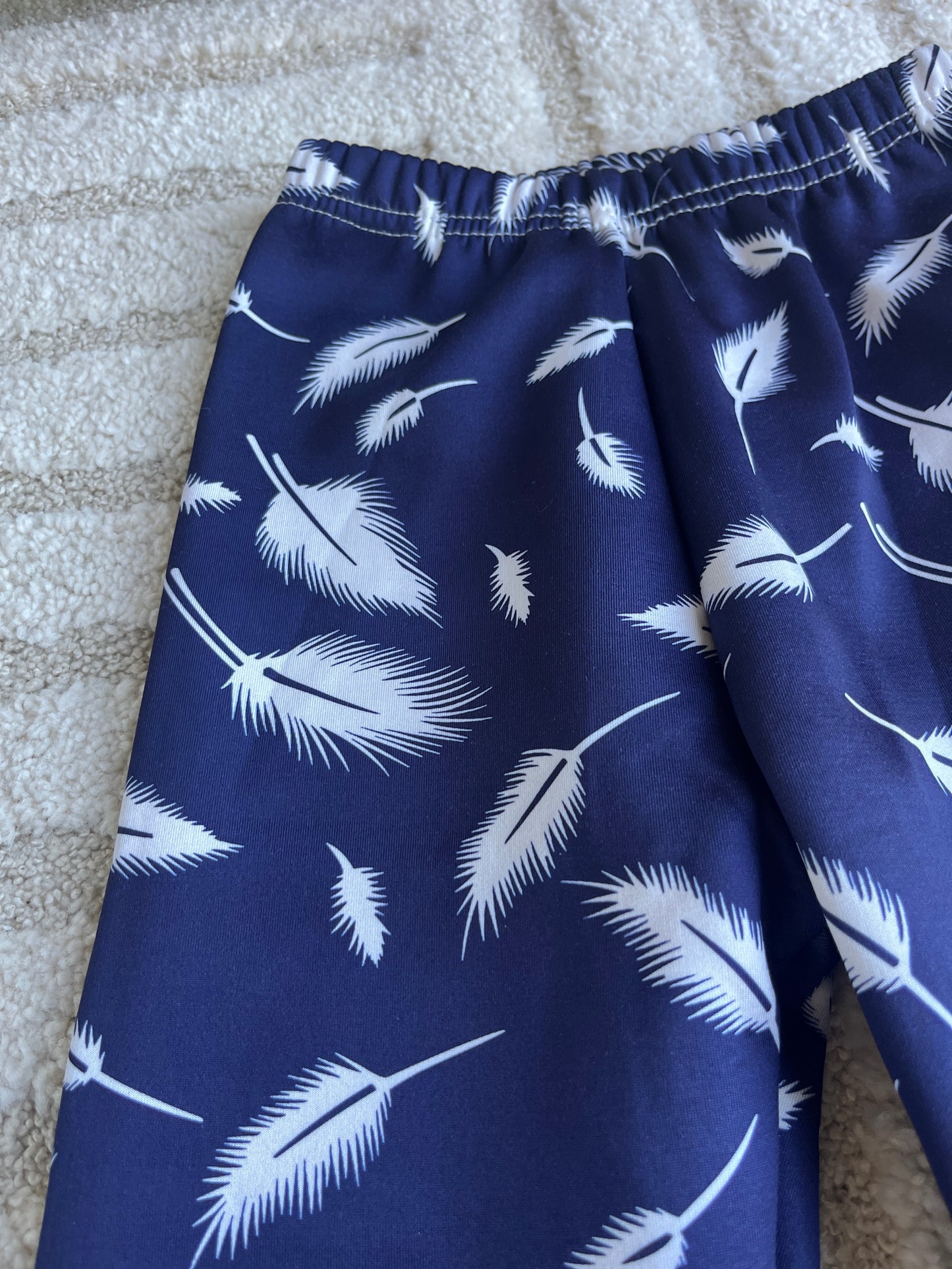 Legging bleu et feuilles blanches intérieur polaire - 130 cm (7/8 ans)