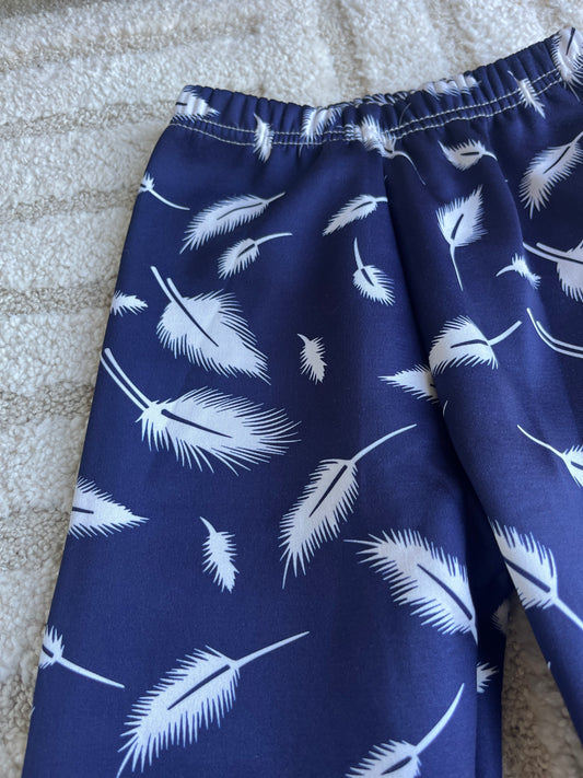 Legging bleu et feuilles blanches intérieur polaire - 130 cm (7/8 ans)