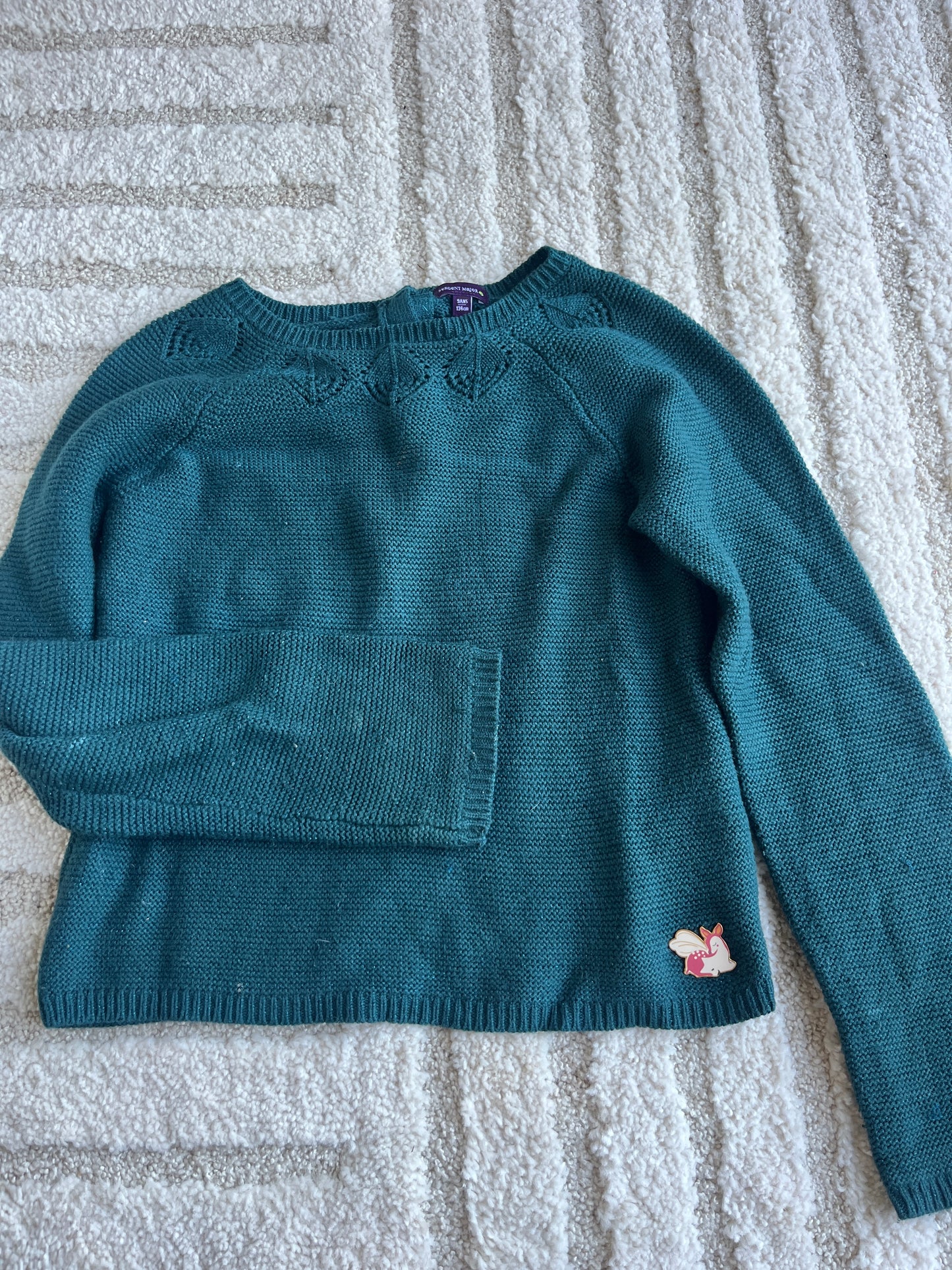 Pull en maille à manches longues bleu canard Sergent Major - 9 ans