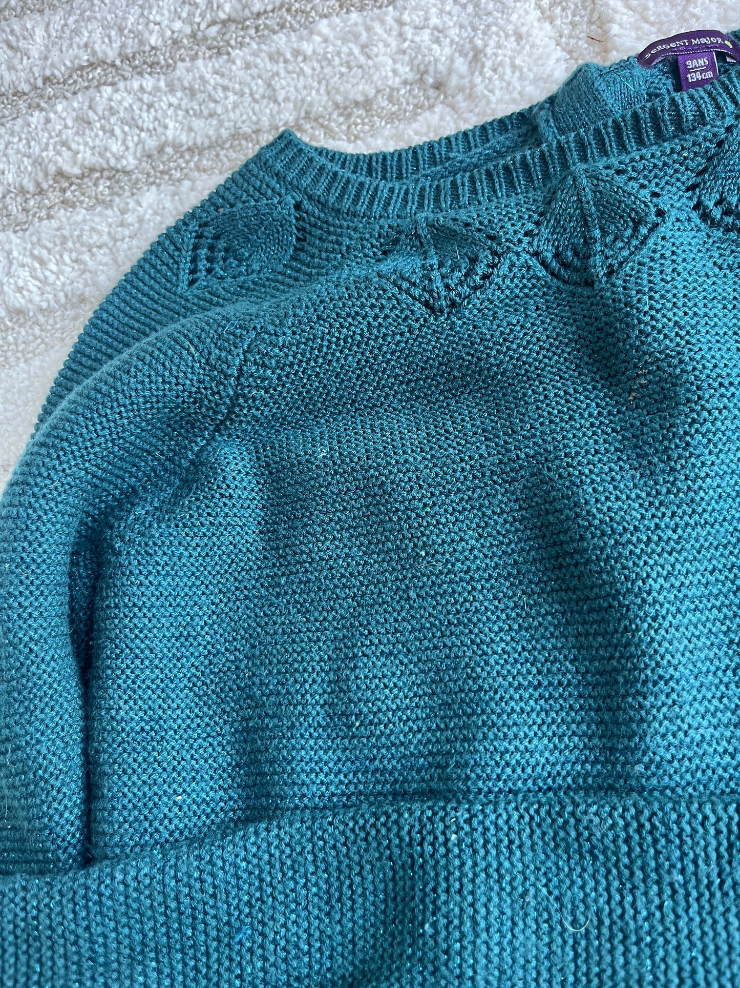 Pull en maille à manches longues bleu canard Sergent Major - 9 ans