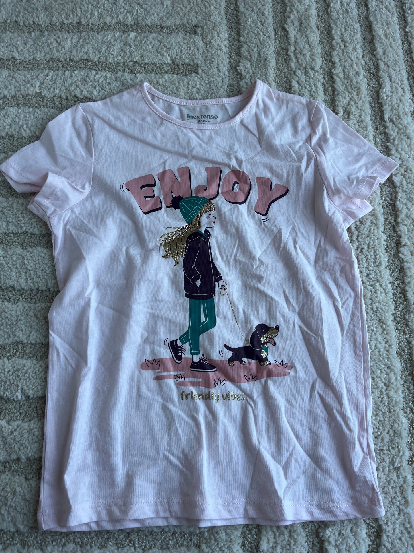 T-shirt à manches courtes rose « enjoy » avec tecquel - 10 ans