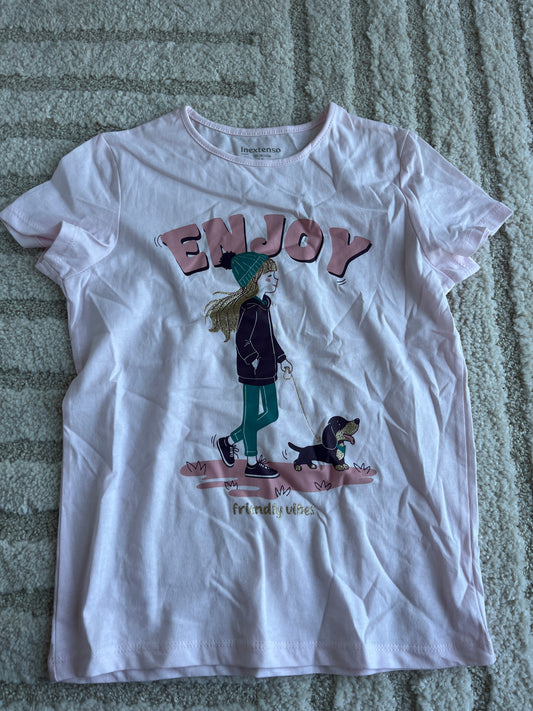 T-shirt à manches courtes rose « enjoy » avec tecquel - 10 ans