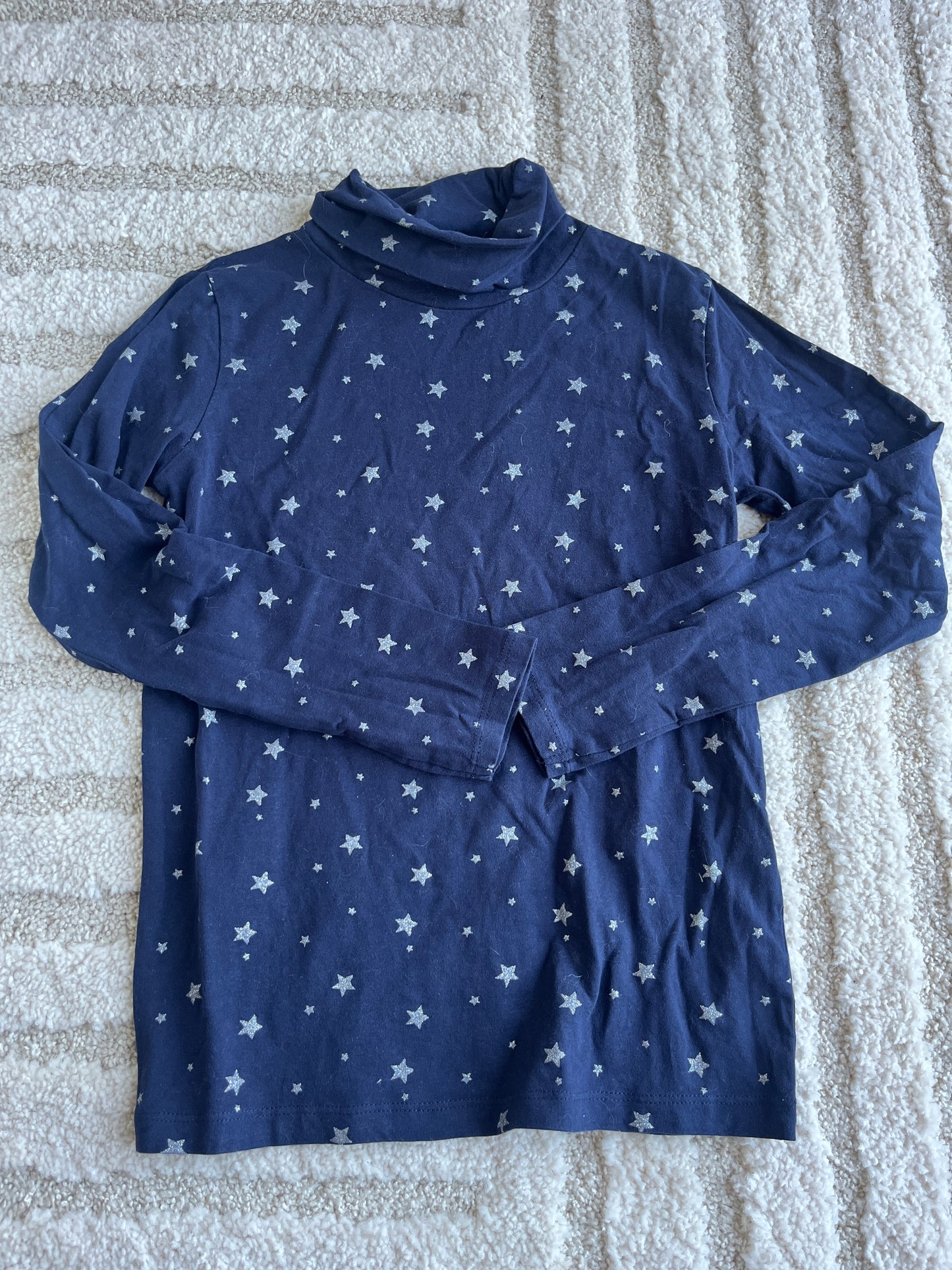 T-shirt à manches longues et col roulé bleu motifs étoiles - 10 ans