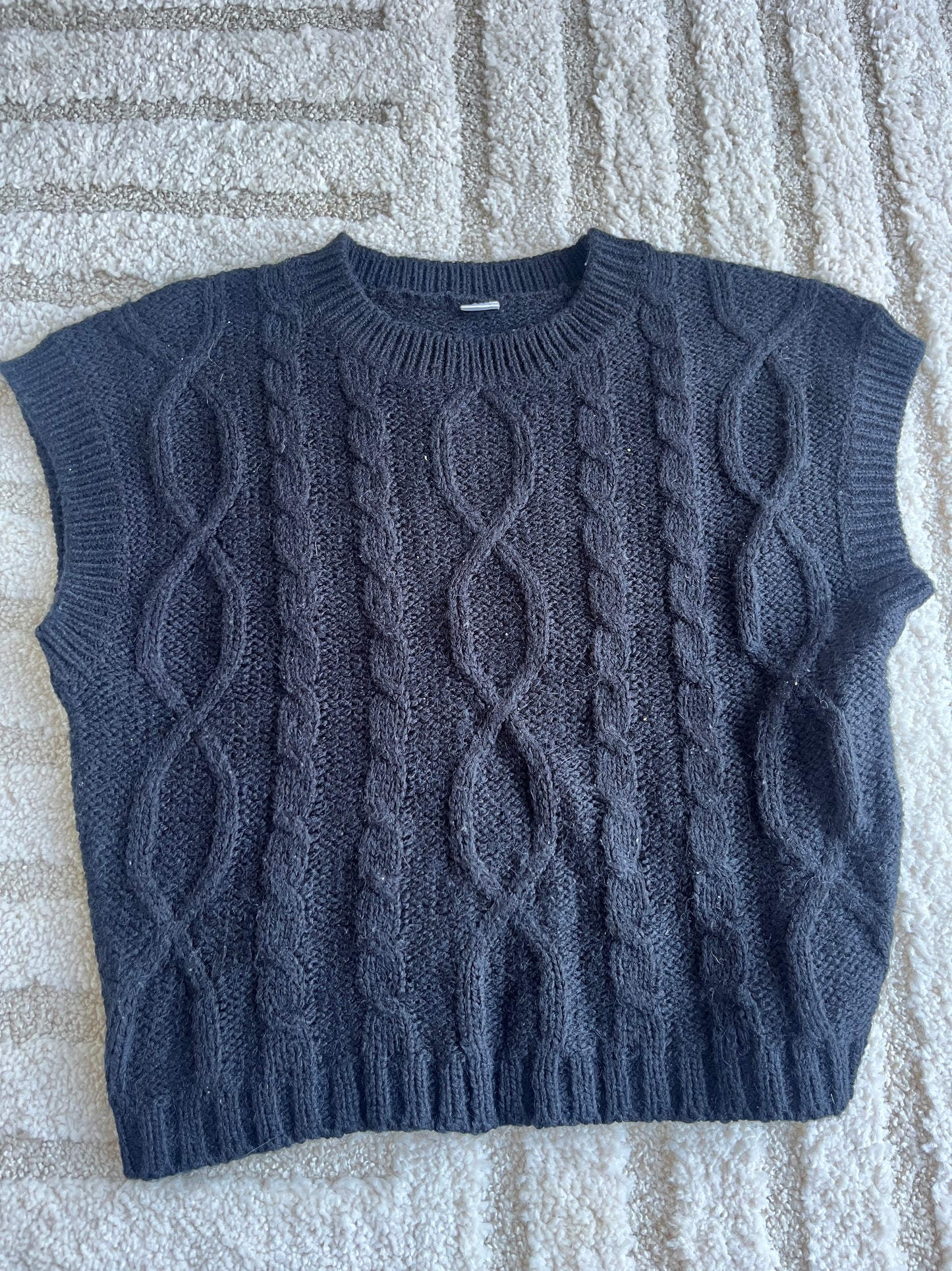 Pull sans manches en maille noir - 8/10 ans