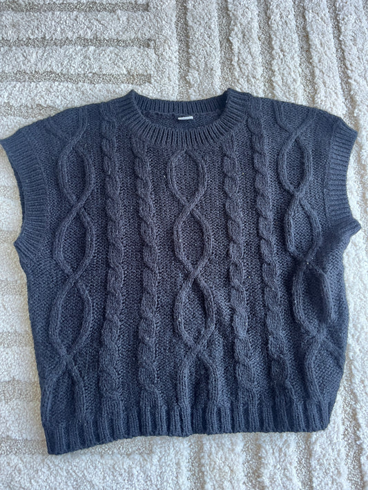 Pull sans manches en maille noir - 9/11 ans