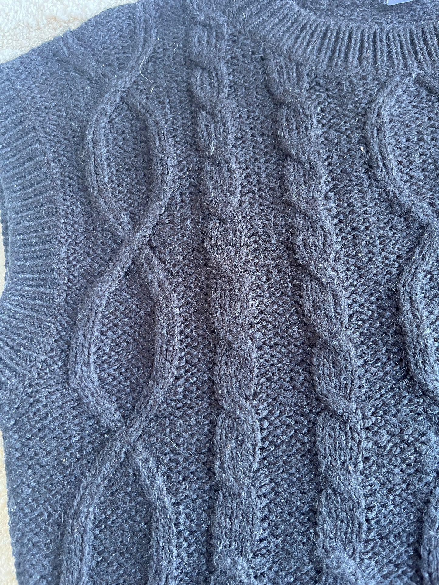 Pull sans manches en maille noir - 8/10 ans