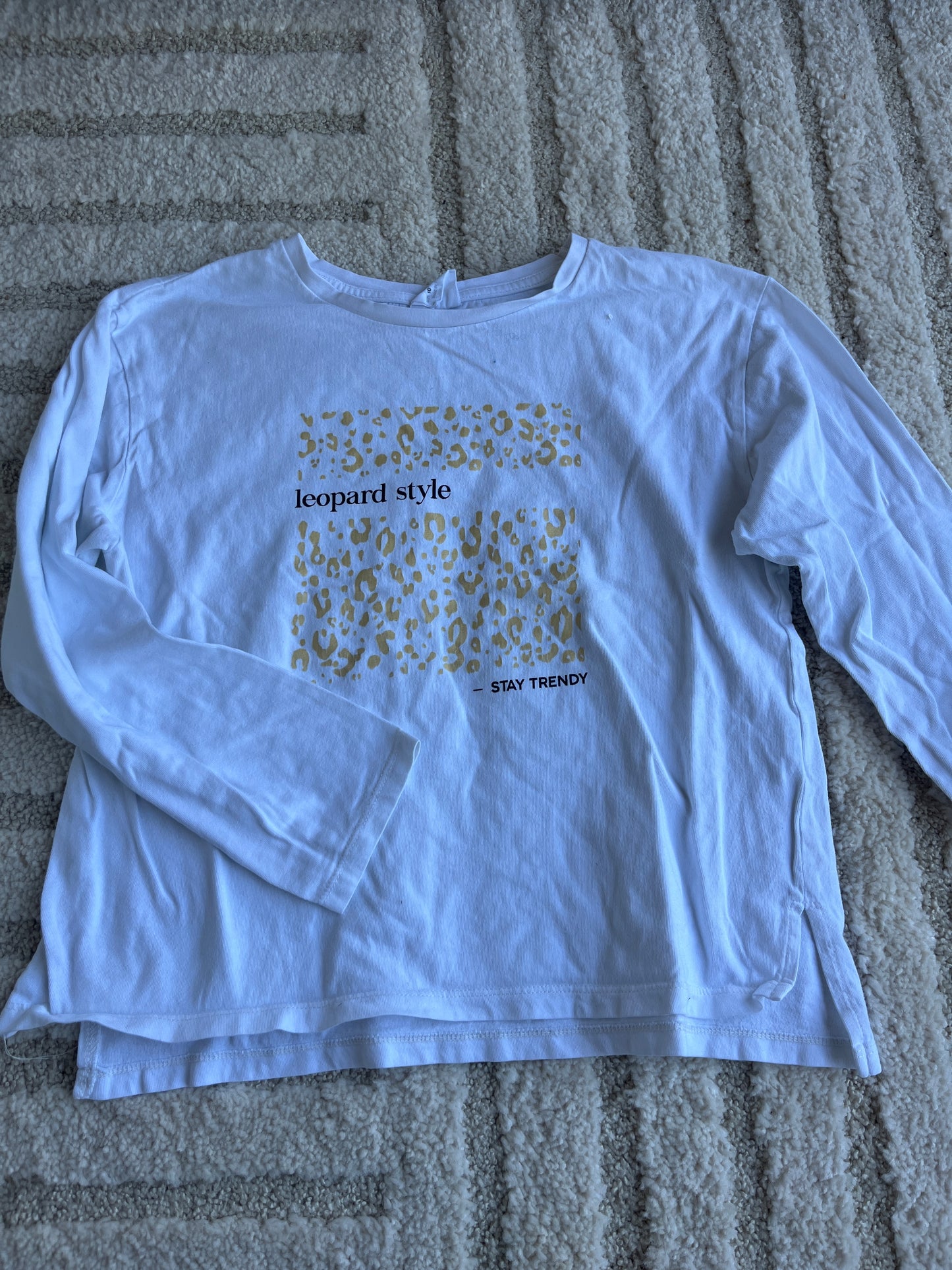 T-shirt à manches longues blanc motifs léopard Zara - 10 ans