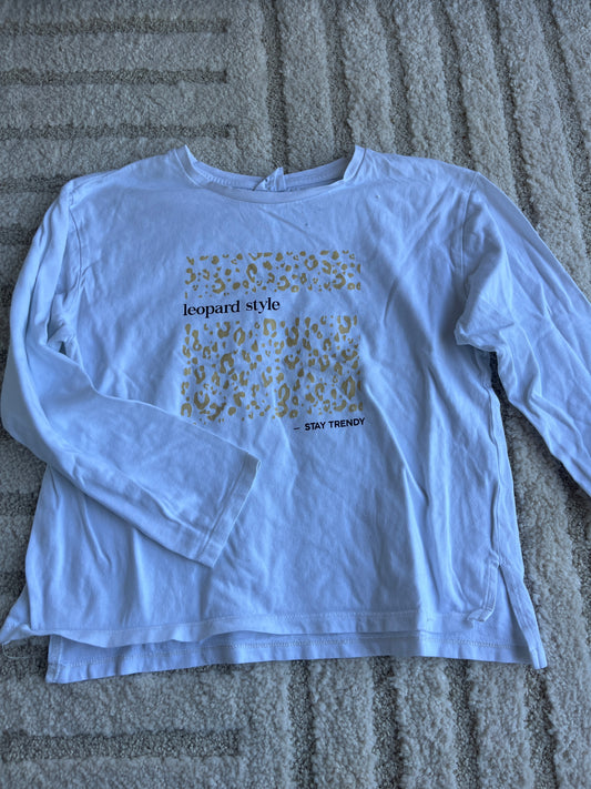 T-shirt à manches longues blanc motifs léopard Zara - 10 ans