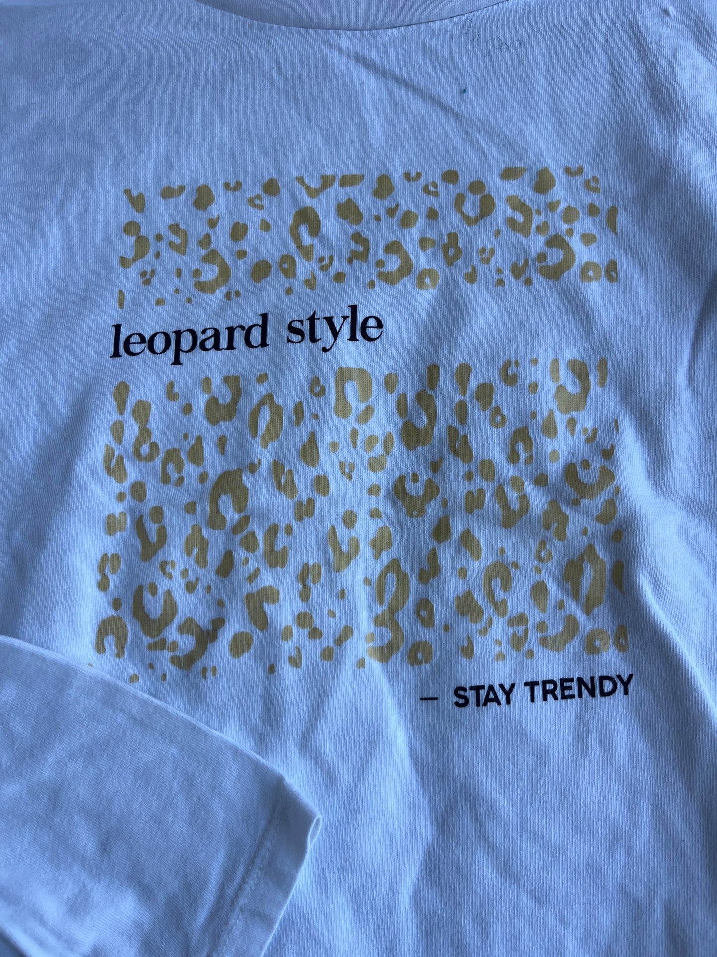 T-shirt à manches longues blanc motifs léopard Zara - 10 ans
