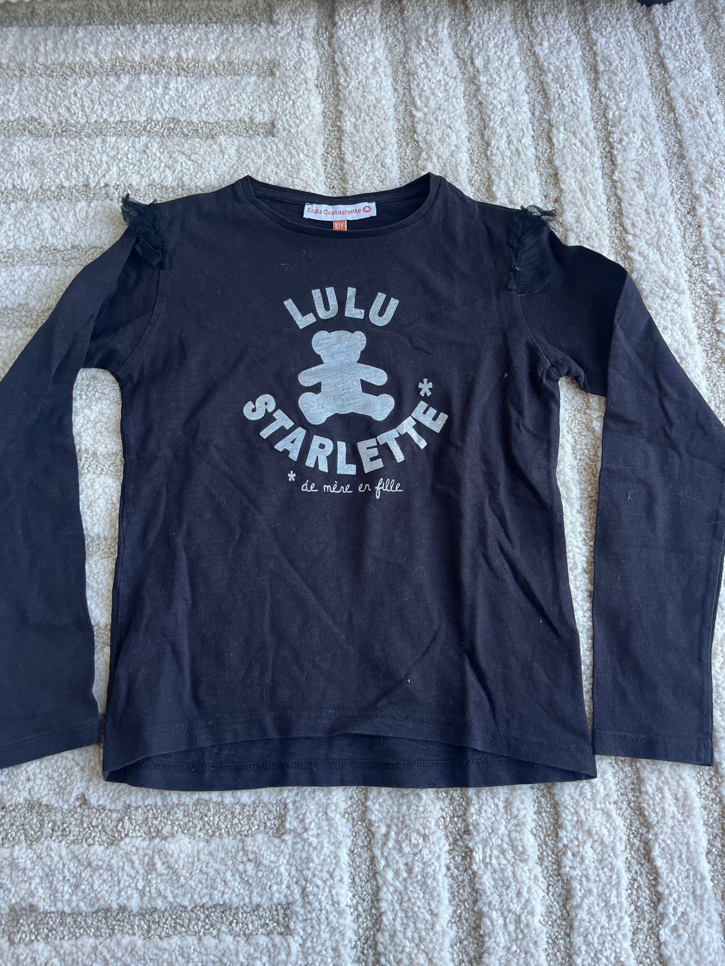 T-shirt à manches longues noir avec tulle Lulu Castagnette - 10 ans