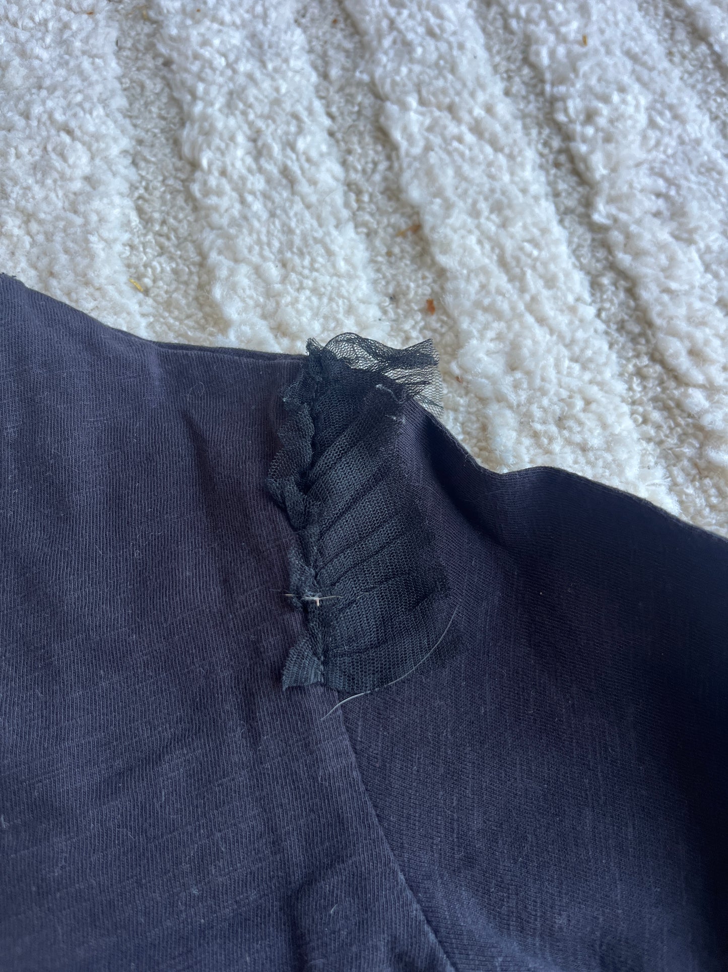 T-shirt à manches longues noir avec tulle Lulu Castagnette - 10 ans