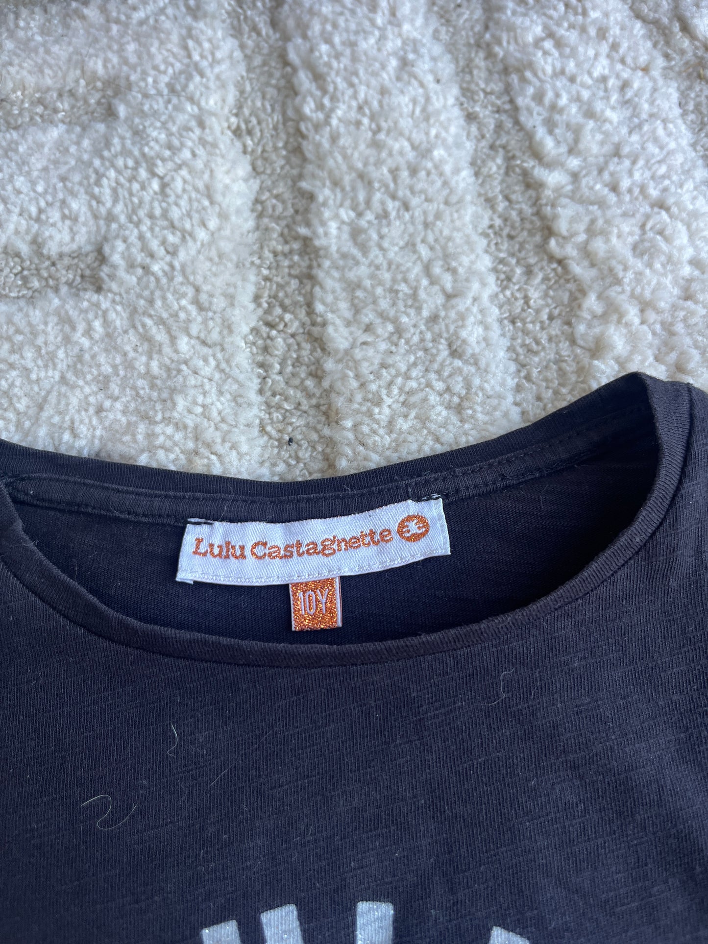 T-shirt à manches longues noir avec tulle Lulu Castagnette - 10 ans