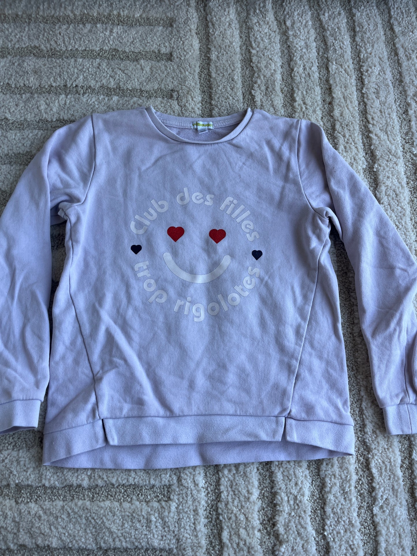 Sweat rose pale à manches longues emoji « club des filles trop rigolotes » - 10 ans