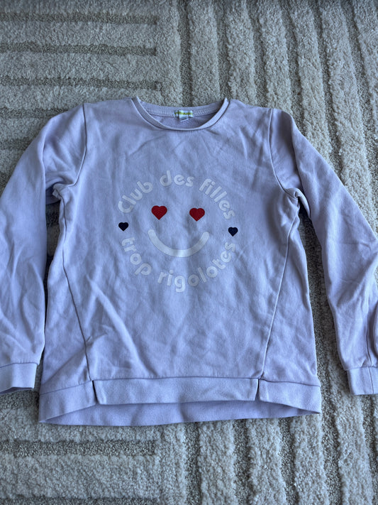 Sweat rose pale à manches longues emoji « club des filles trop rigolotes » - 10 ans