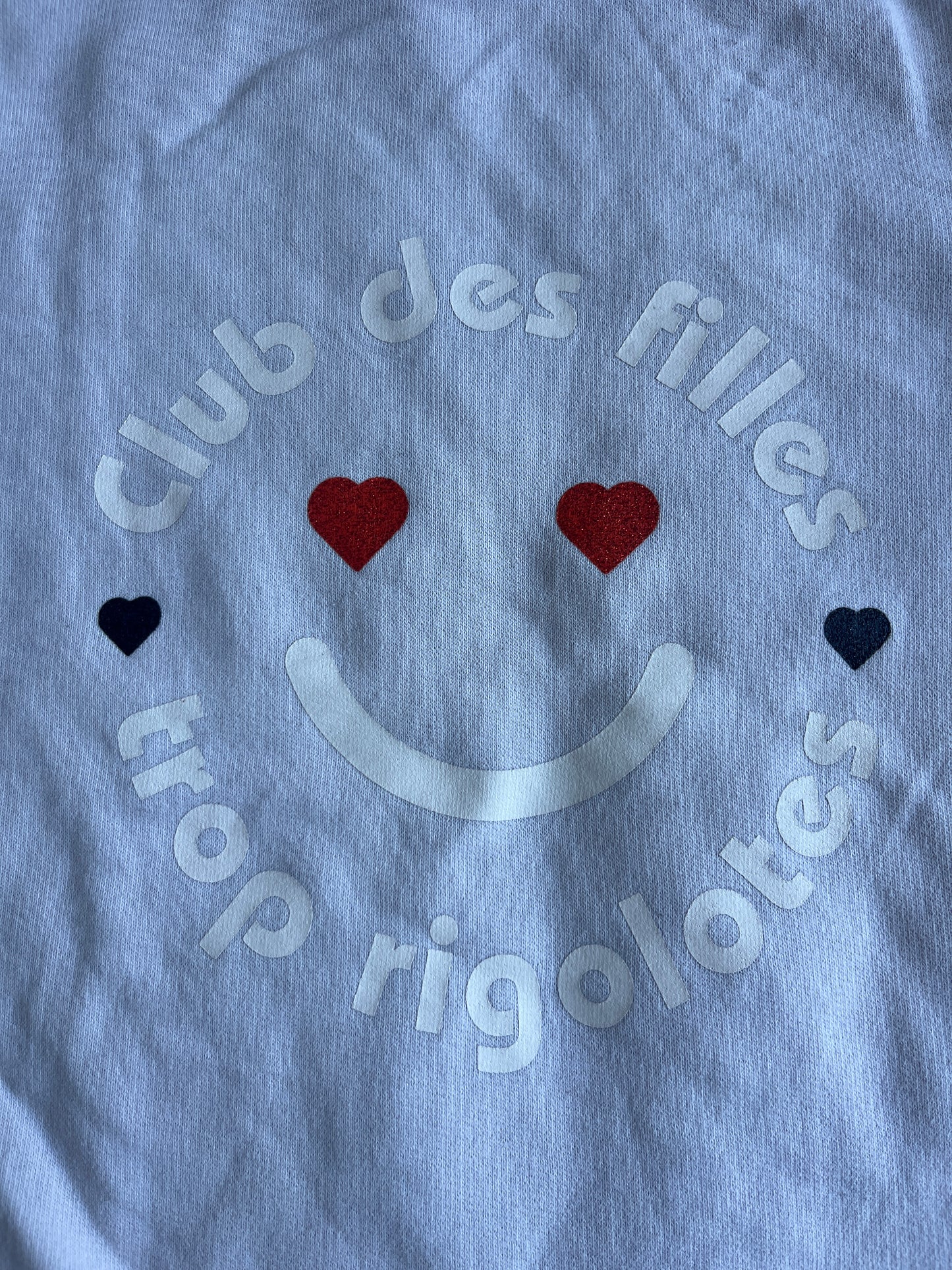 Sweat rose pale à manches longues emoji « club des filles trop rigolotes » - 10 ans