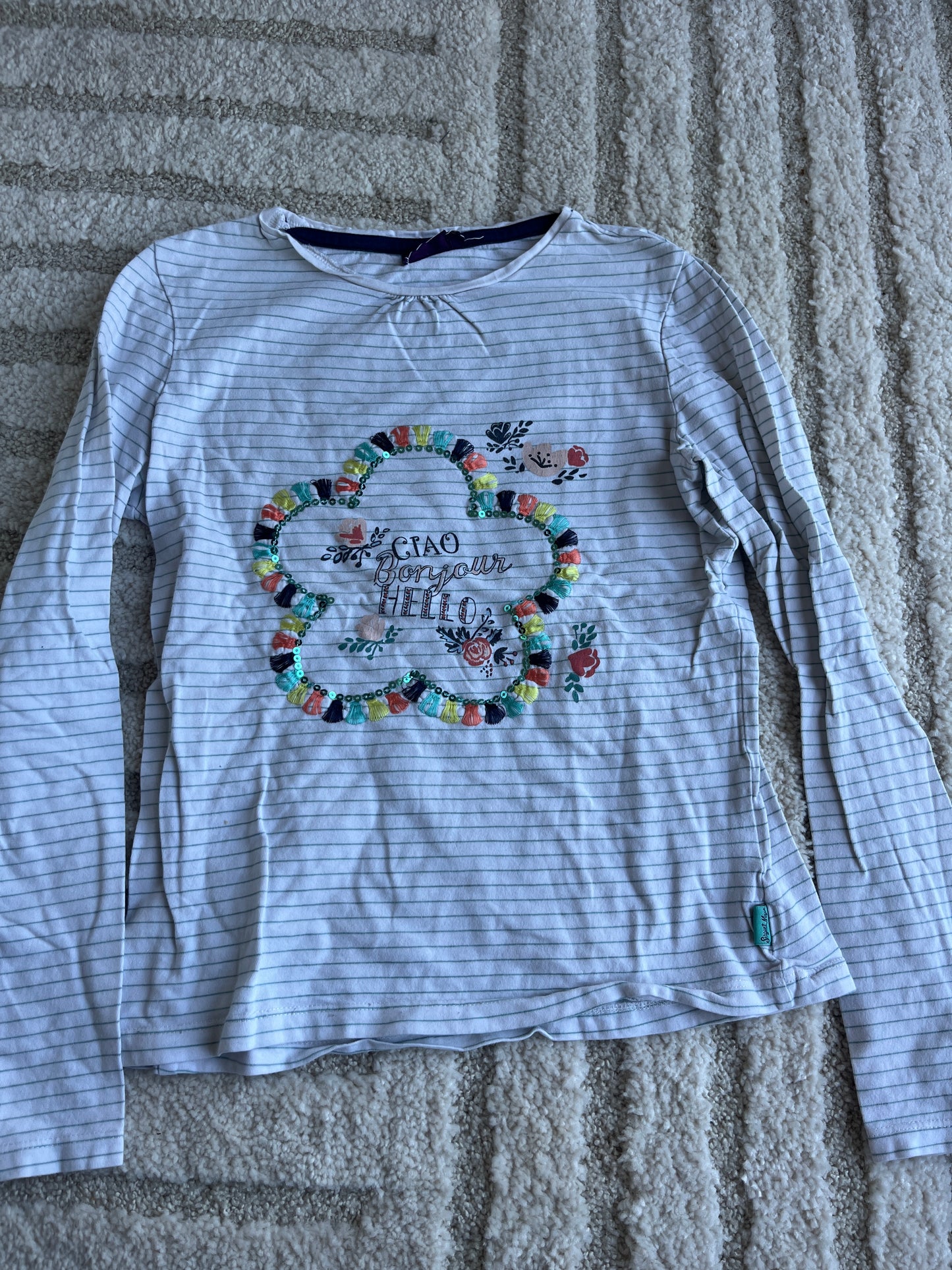 T-shirt à manches longues rayé fleurs multicolores Sergent Major - 11 ans