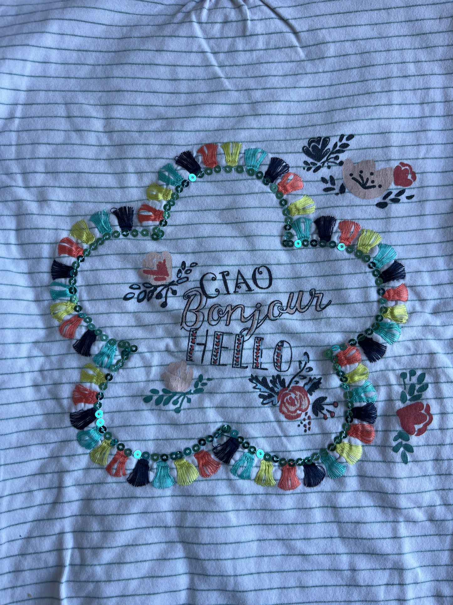 T-shirt à manches longues rayé fleurs multicolores Sergent Major - 11 ans