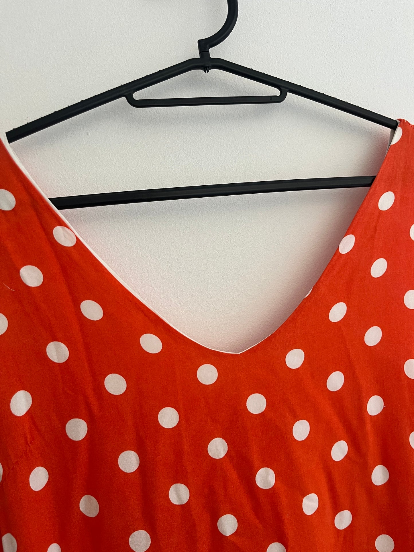 Robe longue à bretelles orange et pois blancs Stella Milani - M