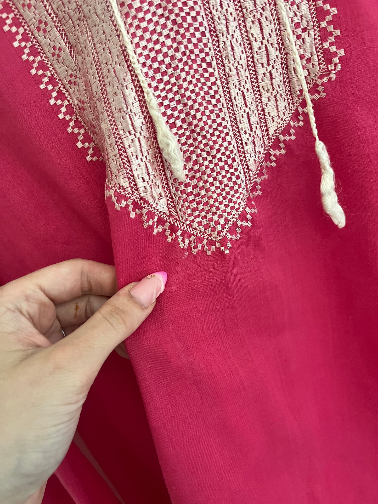 Blouse à manches longues rose détails bohèmes Kochi - M
