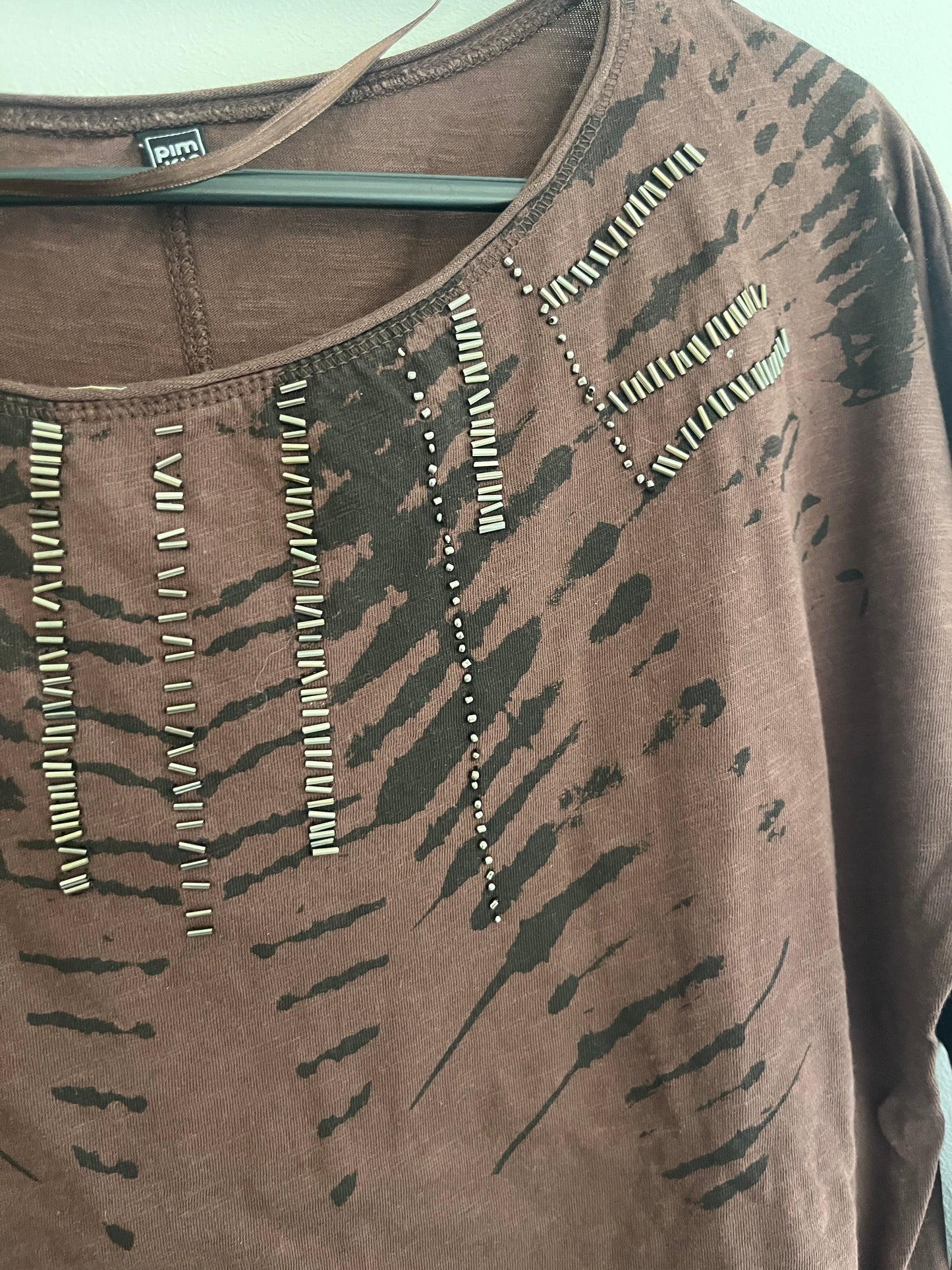T-shirt à manches longues marron détails zébrés Pimkie - M