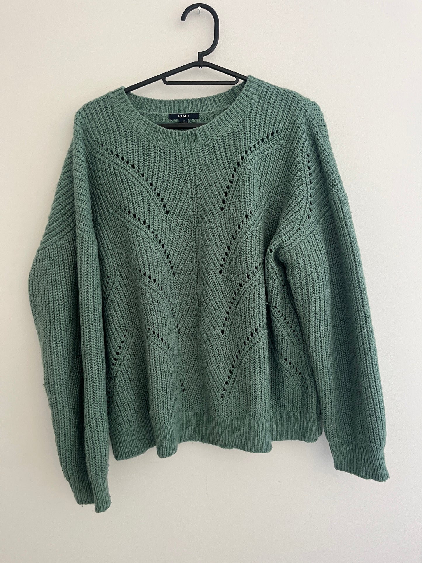 Pull en maille à manches longues vert oversize - M