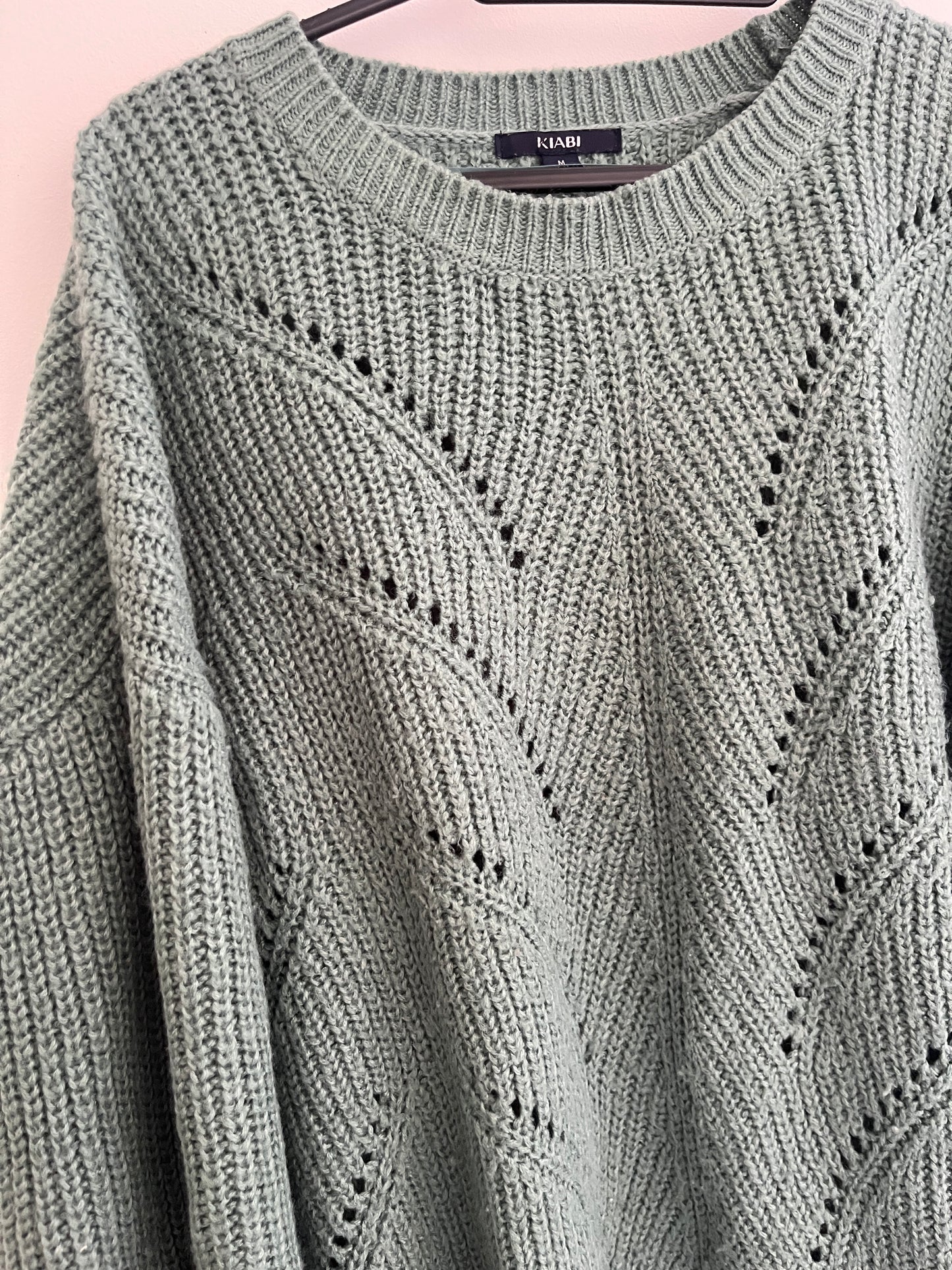 Pull en maille à manches longues vert oversize - M