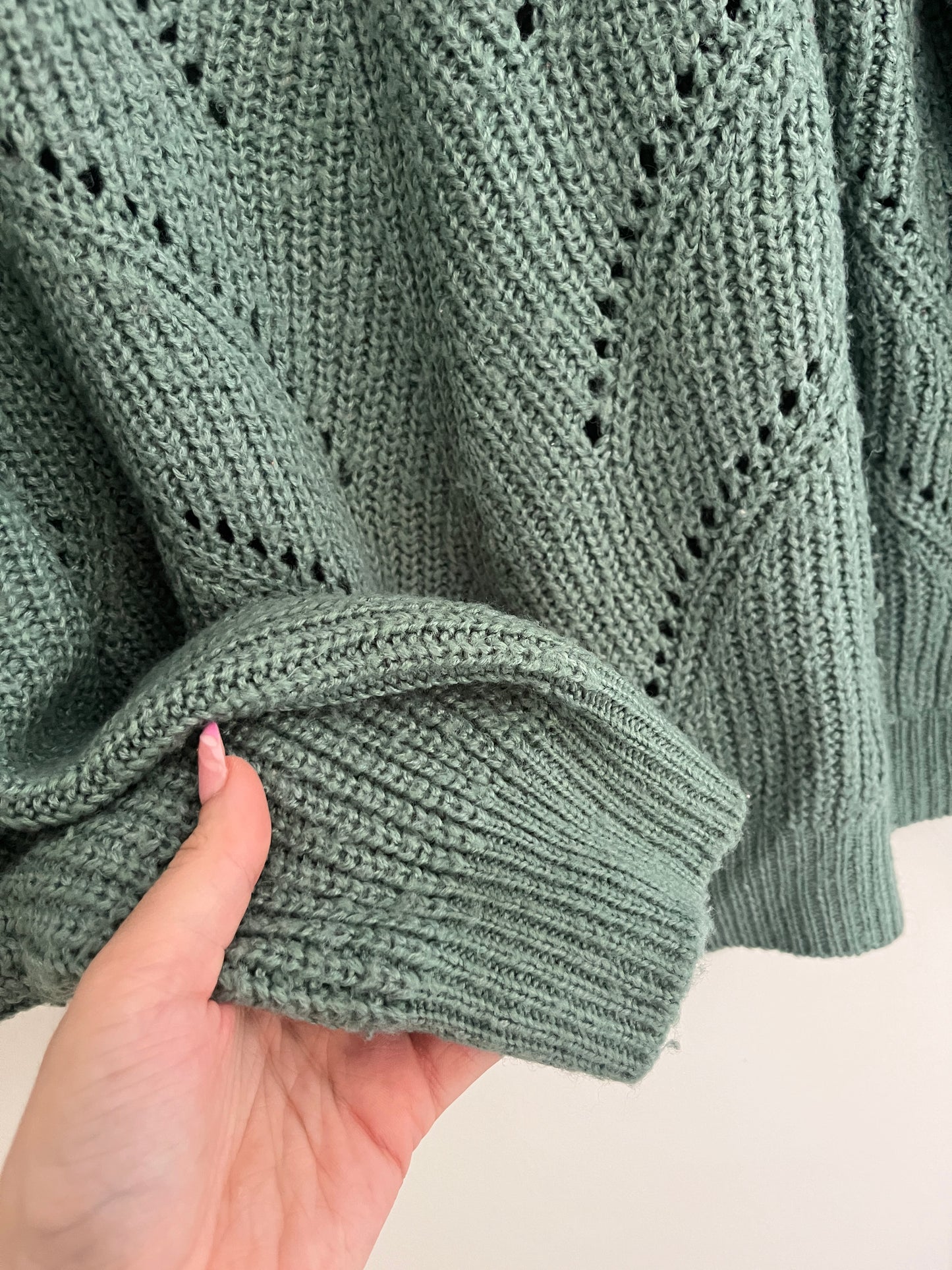 Pull en maille à manches longues vert oversize - M