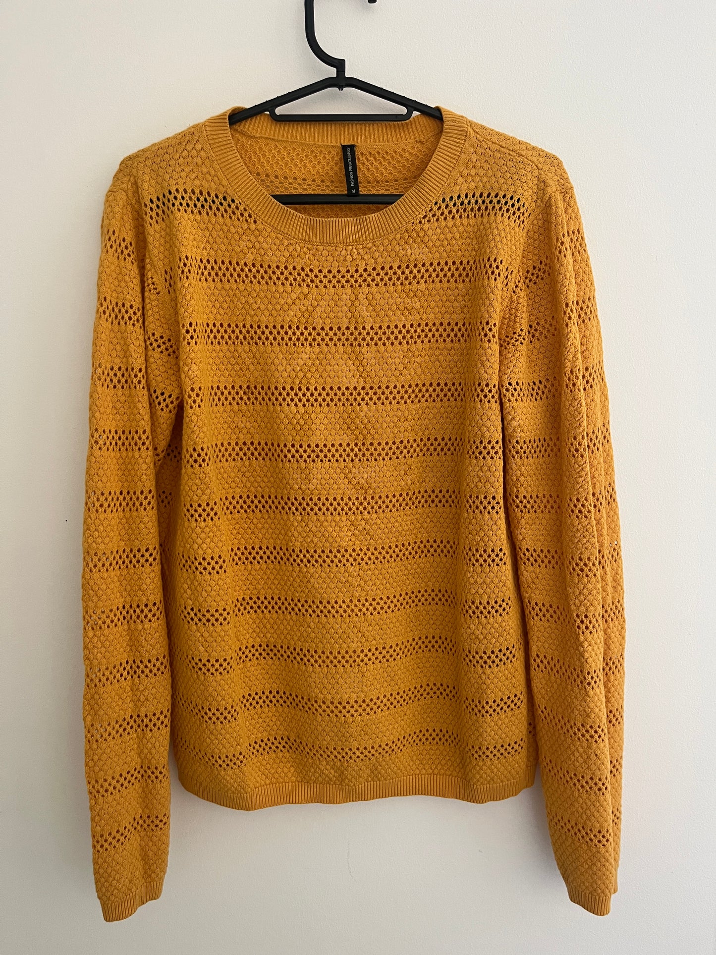 Pull en maille à manches longues moutarde avec broderies - M