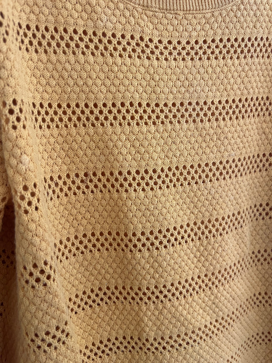 Pull en maille à manches longues moutarde avec broderies - M