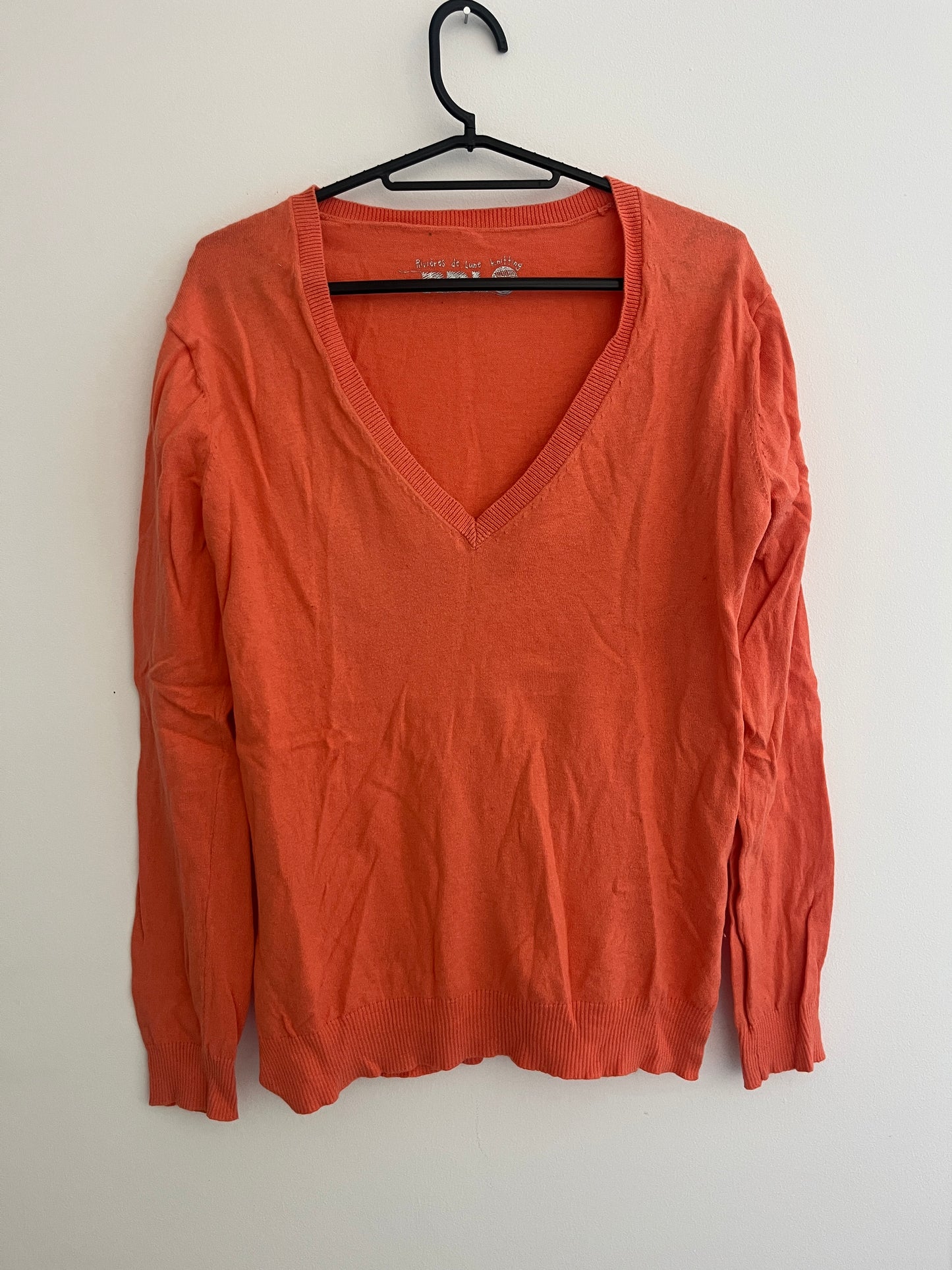 Pull à col V et manches longues orange RDL - M