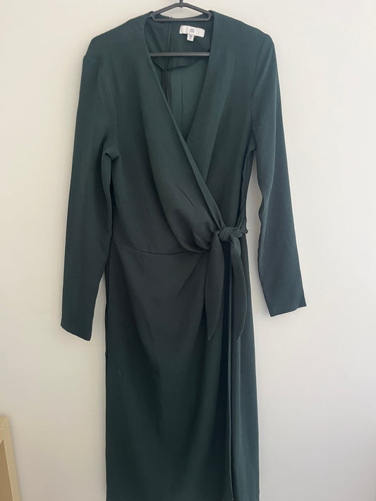 Robe mi-longue portefeuille vert sapin La Redoute - 38
