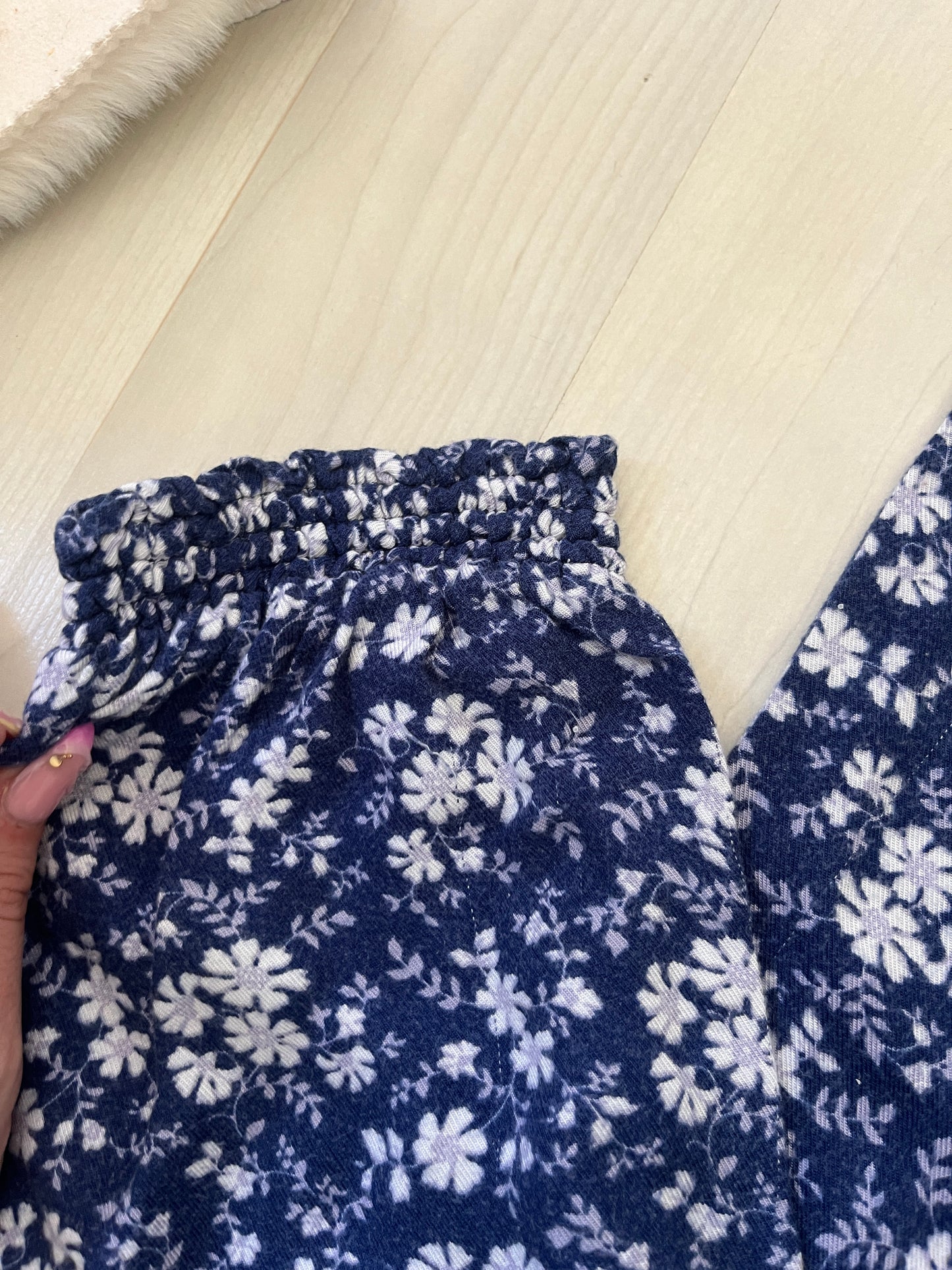 Pantalon fluide à fleurs bleues Etam - M