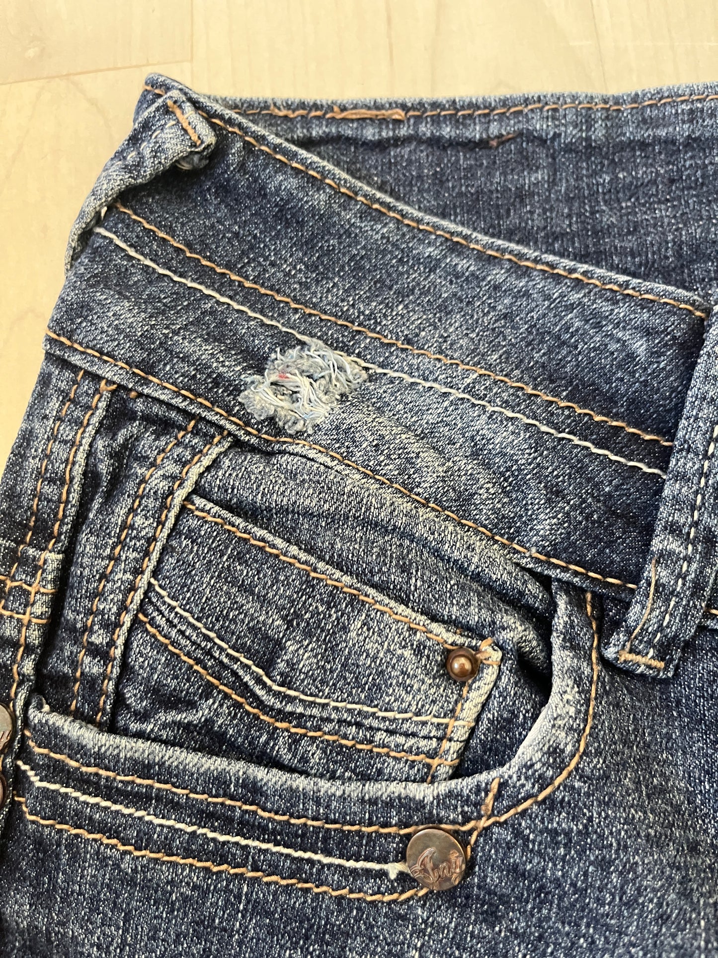Jean bleu brut effet délavé skinny taille basse Jennyfer - M
