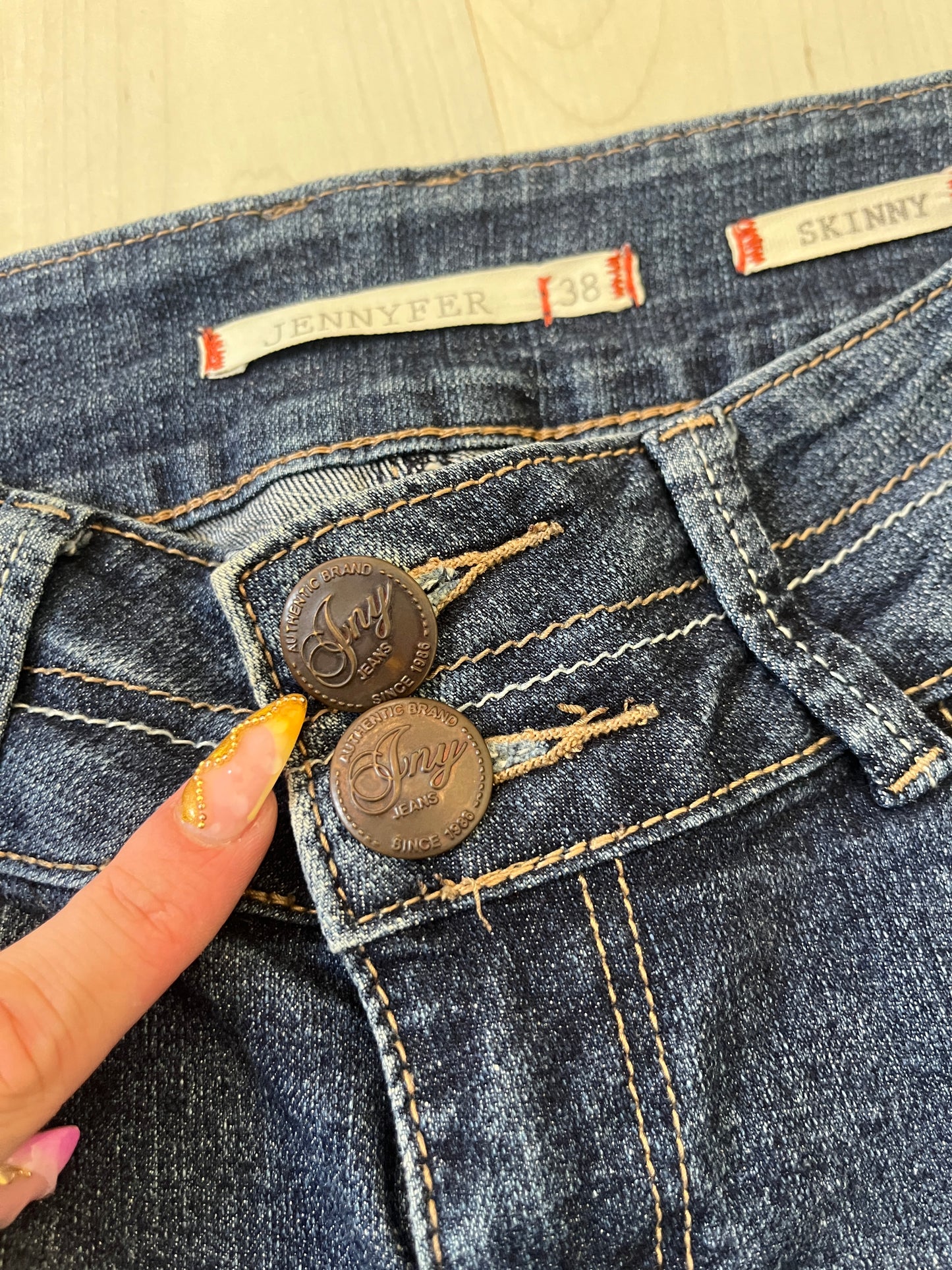 Jean bleu brut effet délavé skinny taille basse Jennyfer - M