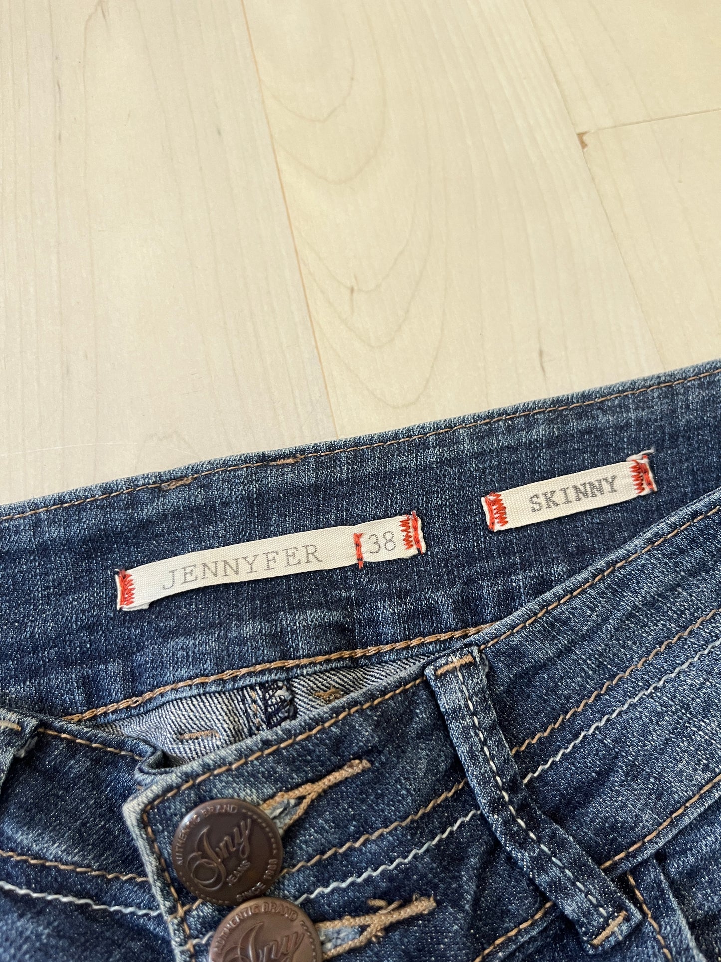 Jean bleu brut effet délavé skinny taille basse Jennyfer - M