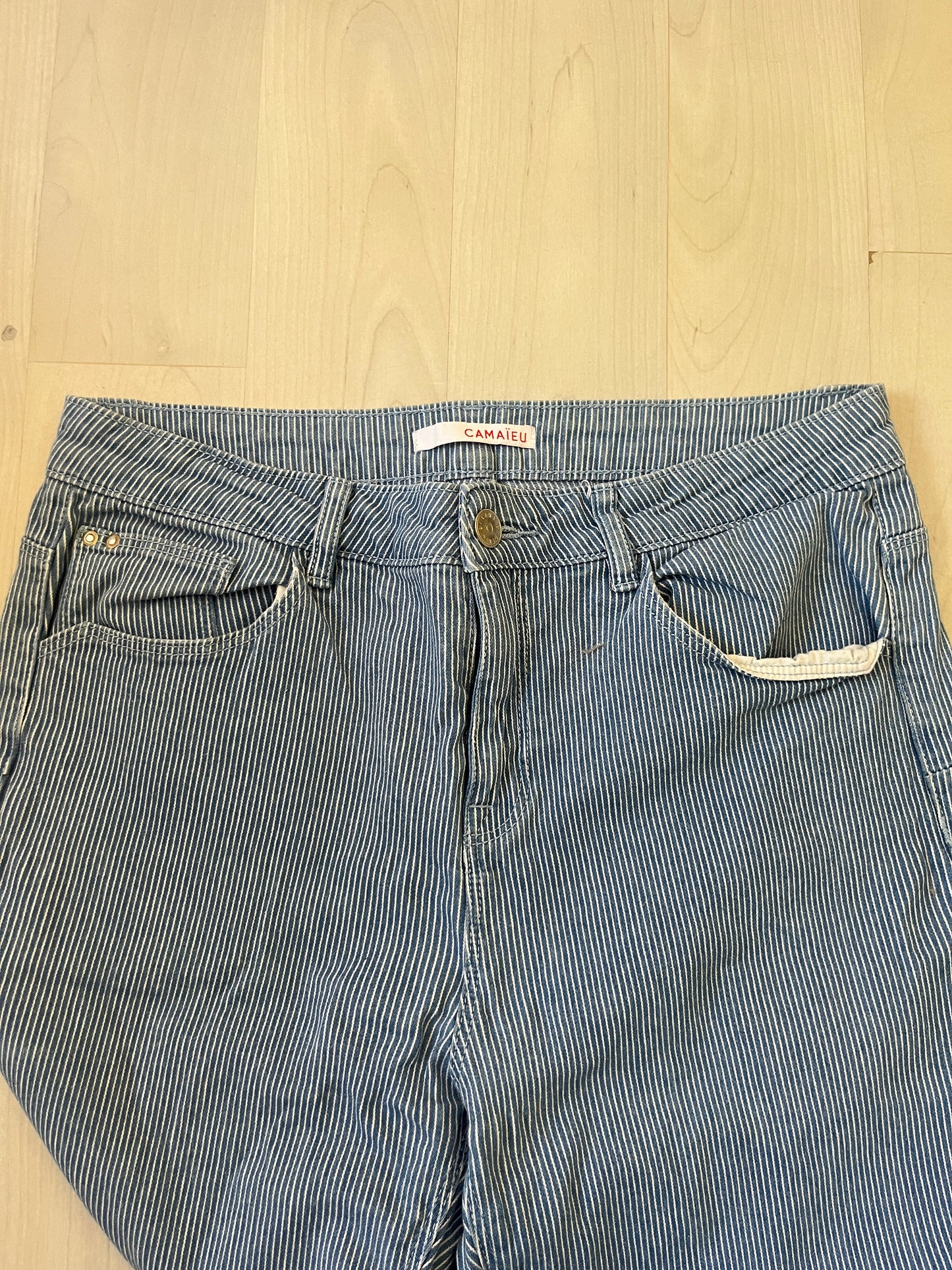 Jean à rayures blanches et bleues Camaïeu - 38