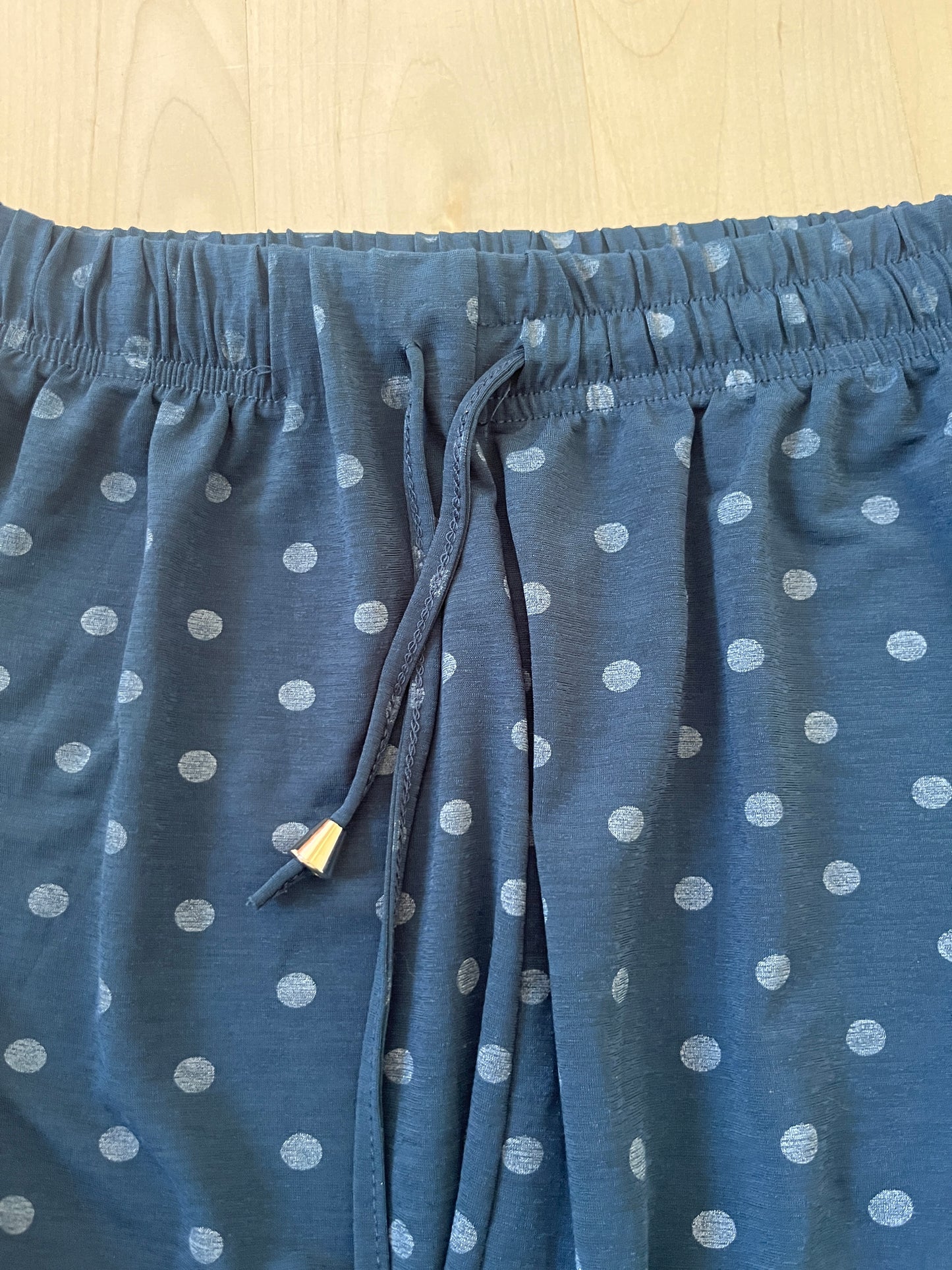 Pantalon bleu canard à pois large et fluide - Taille Unique