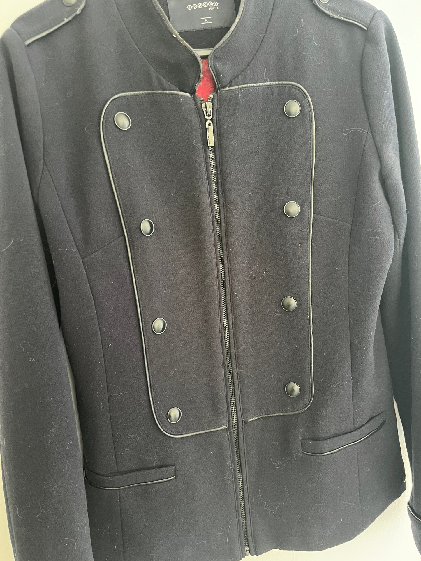 Manteau type « pilote » bleu marine avec détails en simili cuir Bonobo - M