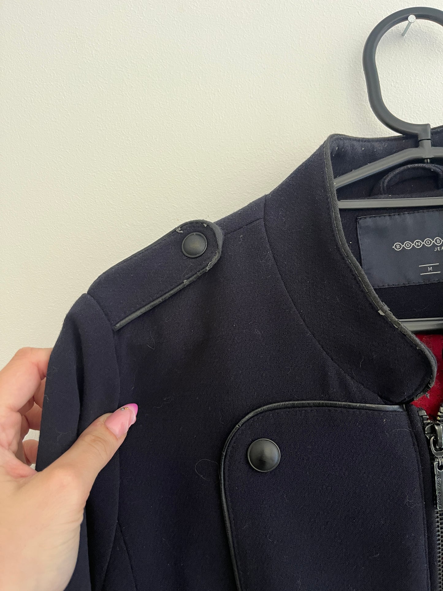 Manteau type « pilote » bleu marine avec détails en simili cuir Bonobo - M