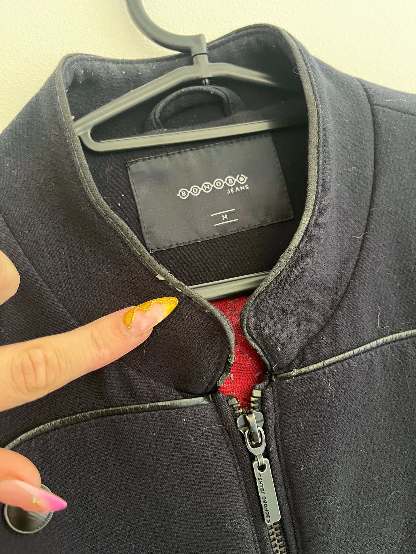 Manteau type « pilote » bleu marine avec détails en simili cuir Bonobo - M